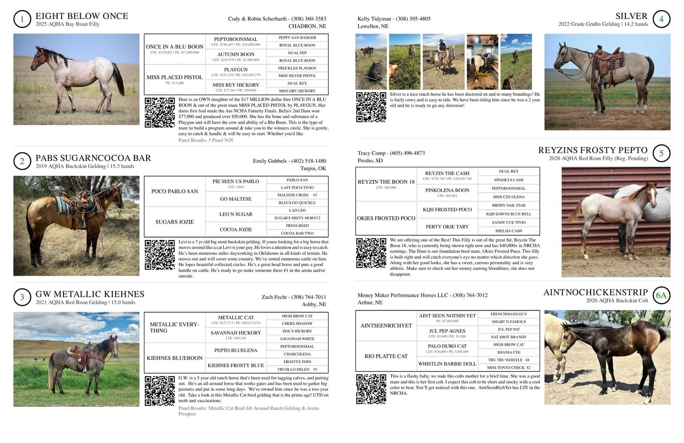 The opening spread of the printed Legend Buttes 2026 Fall Sale catalog, starting at Lot 1