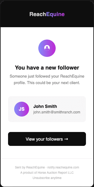 Follow notification email from a ReachEquine site